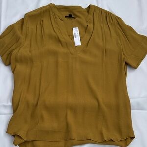 J crew Mustard split neck shirt nwt size small